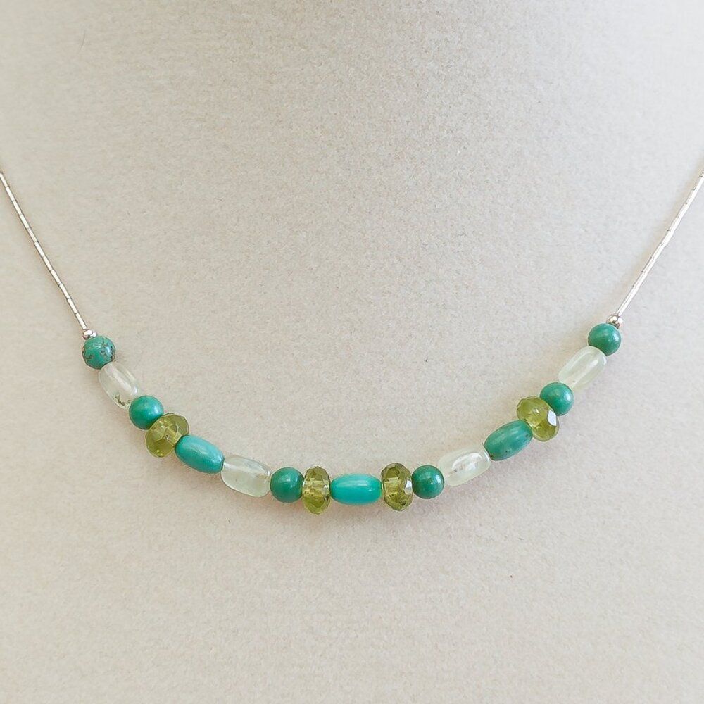 Carolyn Pollack Relios Green Turquoise, Prehnite & Peridot Sterling Necklace